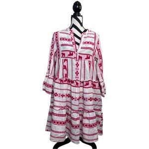 Sofia Made in Italy 100% Cotton Boho Elephant Print Sz S/M Tiered Dress